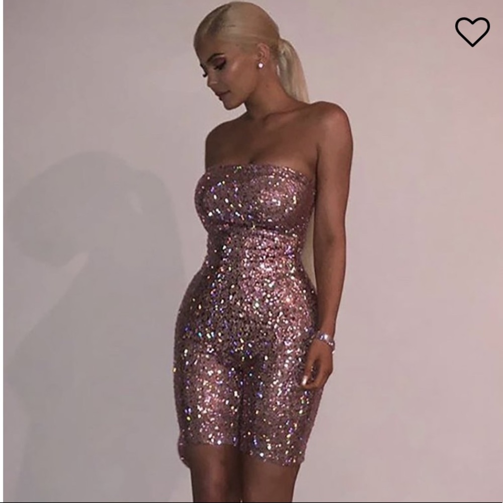 Fashion Nova Pink Sequin Jumpsuit